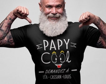 T-shirt personnalisé Papy cool, cadeau noël papy, cadeaux papy, fête des papys, fête des grands-pères, idée-cadeau grand-père, anniversaire