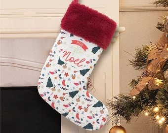 Chaussette, botte de noël personnalisée à suspendre Mon premier Noël - Décoration de noël cheminée - Bas à garnir - idée cadeau noël bébé