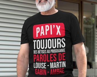 T-shirt personnalisé Papi'x, cadeau noël papy, cadeaux papy, fête des papys, fête des grands-pères, idée cadeau grand-père, anniversaire