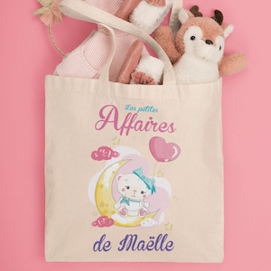 Tote Bag personnalisable enfant ourson lune - prénom personnalisé