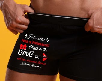 Boxer homme personnalisé. Je t’aime pour ta personnalité – Cadeau Saint-Valentin, anniversaire, cadeau couple, idée cadeau pour lui