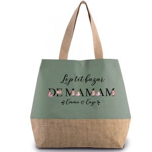 Sac cabas personnalisé le p'tit bazar de Maman cadeaux maman, fête des mamans, fête des mères