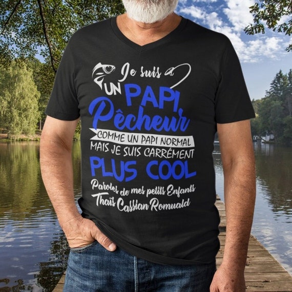 T-shirt personnalisé Papi pêcheur cadeau noël papi, cadeau papi