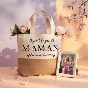 Sac cabas personnalisé le p'tit bazar de Maman cadeaux maman, fête des mamans, fête des mères