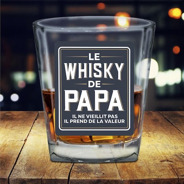 Verre à Whisky Personnalisé 'Le Whisky de Papa' – Le Cadeau Papa Parfait pour la Fête des Pères, Anniversaire ou Noël – Humour et Qualité!