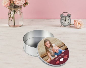 Boîte à gâteaux rond personnalisée, idée cadeau noël, cadeau mamie, cadeau maman, cadeau tata, cadeau personnalisable femme