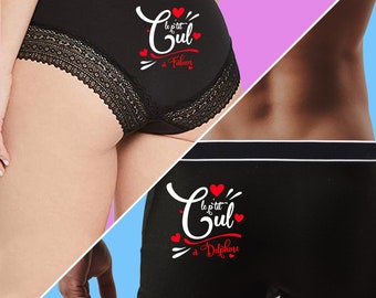 Duo Culotte + Boxer personnalisé Cadeau Saint Valentin, Cadeau mariage, Cadeau couple, Cadeau pour femme cadeau homme