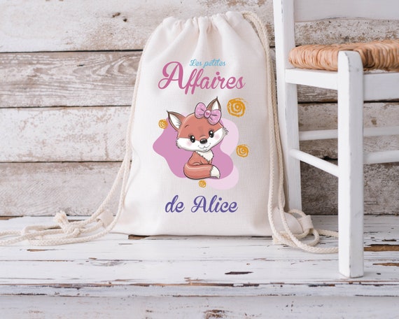 Sac à dos maternelle fille personnalisé renard sac doudou, sac