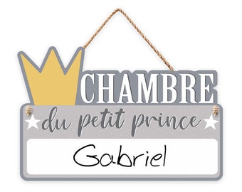 Plaque prénom personnalisable "Chambre du petit prince" Cadeau de naissance, baptême, anniversaire