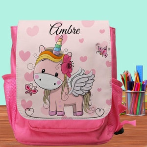 Sac à dos enfant personnalisé cartable maternelle fille licorne image 1