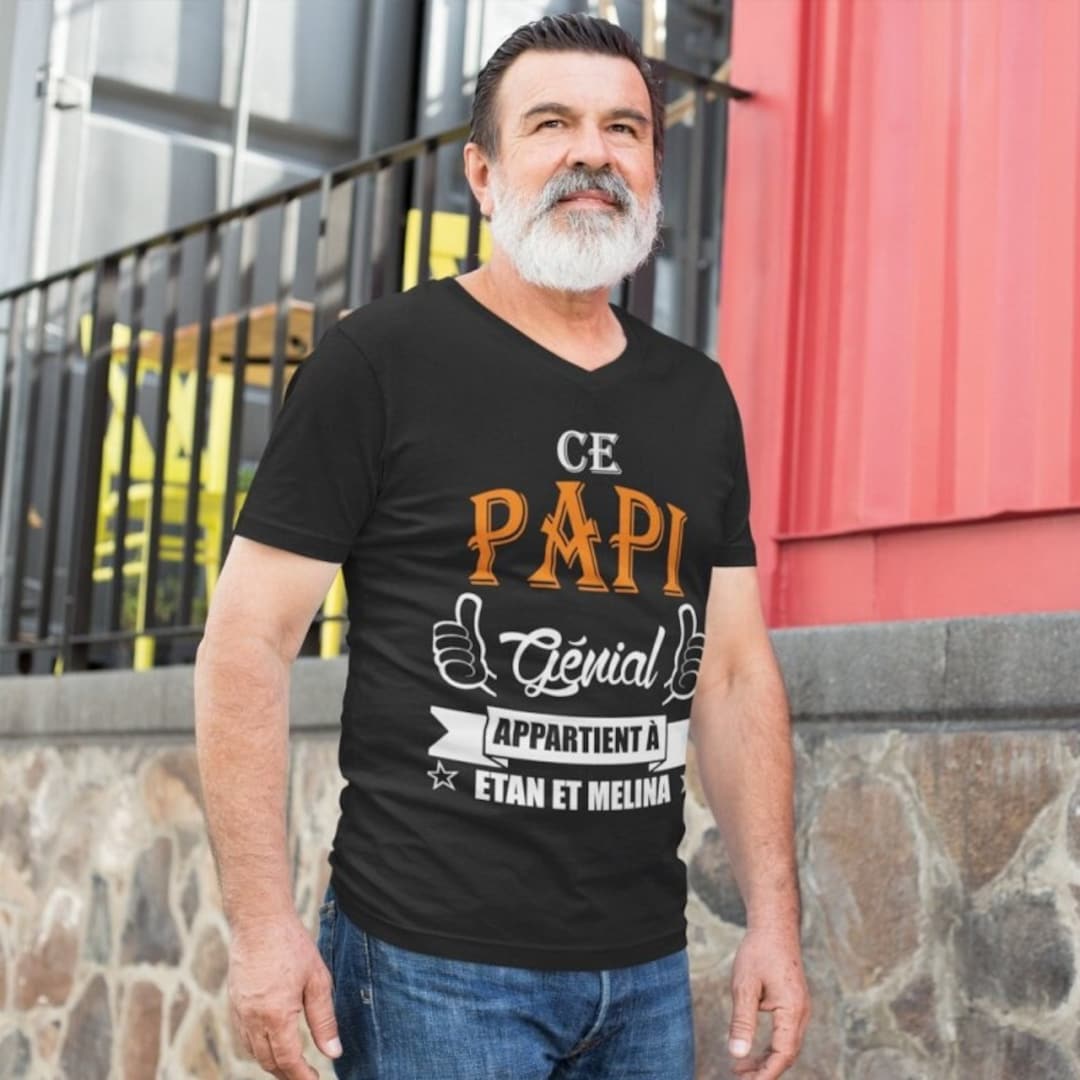 T-shirt papy personnalisé Ce papi génial appartient à…– cadeau papy ...