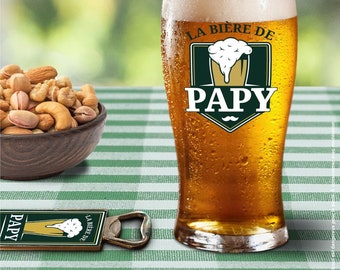 Coffret Cadeau "La Bière de Papy" : Verre à Bière Personnalisé et Décapsuleur Original - Le Cadeau Parfait pour Chaque Grand-Père