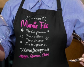 Tablier cuisine personnalisé "Mamie Fée" cadeau noël mamie, cadeaux mamie, fête des grand-mères, fête des mamies, cadeau anniversaire