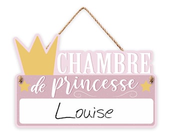 Plaque personnalisable prénom "Chambre de princesse" Cadeau de naissance, anniversaire, baptême