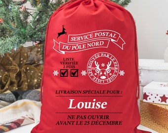 Hotte Père Noël personnalisée prénom" - hotte cadeau personnalisable