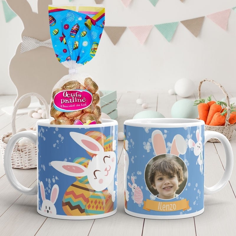 Mug de Pâques Personnalisé Lapin Rose