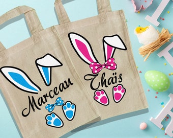 Personalized Easter basket rabbit decoration - child Easter gift - Easter egg harvest bag