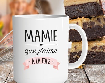 Mug personnalisé "Mamie que j'aime" - Idée cadeaux Noël personnalisable - Tasse céramique - Fête des grands mères - Cadeau anniversaire -