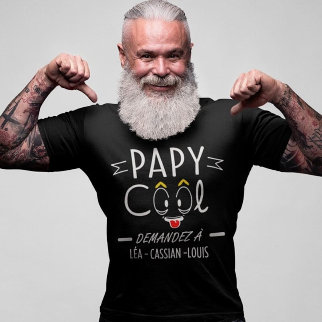 Tshirt personnalisé Papy cool, cadeau noël papy, cadeaux papy, fête