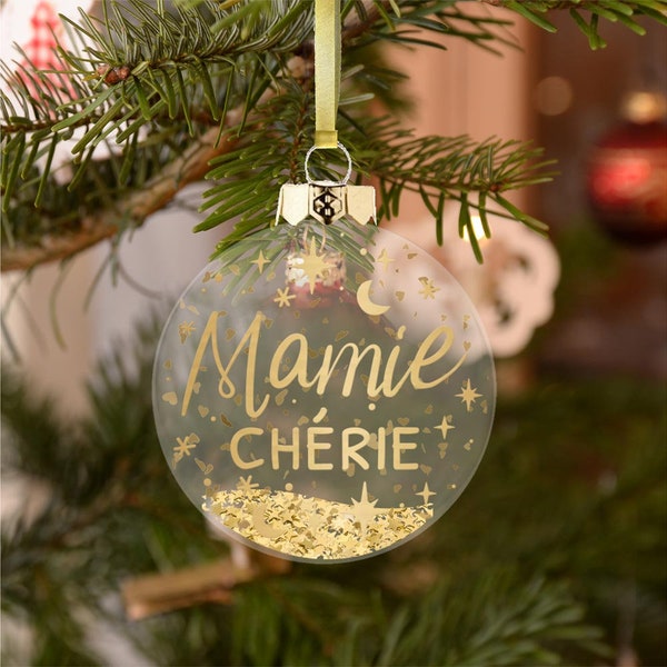 Boule de Noël personnalisée "Mamie Chérie" Décoration sapin de Noël à suspendre