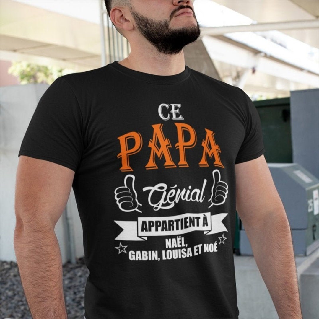 T-shirt Personnalisé 'PAPA' Pour Fête Des Pères/anniversaire - Tailles S à XXL, Noir Coton, Neuf Avec étiquettes