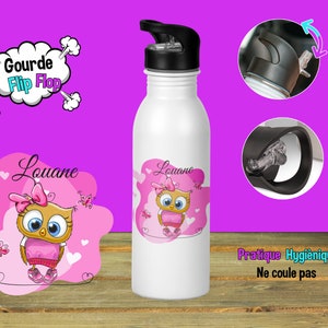 Personalized children's water bottle with first name - personalized maternal water bottle - insulated children's water bottle - owl girl water bottle