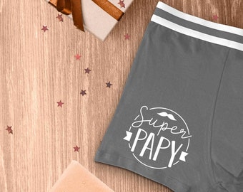 Boxer personnalisé "Super Papy" Cadeau noël papy - Cadeau fête des grands-pères - Cadeau papy, anniversaire papy - Cadeau pour homme