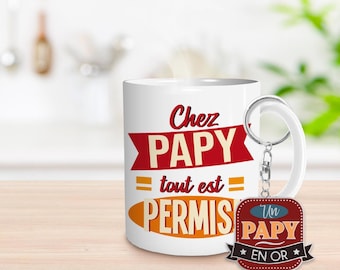 Coffret Mug, chaussette personnalisé papy en or - Cadeau fête des grands-pères - Cadeau anniversaire - Cadeau de noël original