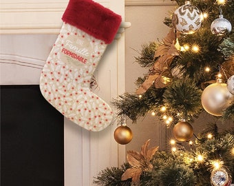 Chaussette, botte de noël personnalisée à suspendre Une famille formidable - Décoration de noël cheminée - Bas à garnir - idée cadeau noël