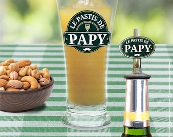 Coffret Verre à Pastis Personnalisé : Le Pastis de Papy – cadeau personnalisé pour papi, idée-cadeau noël, fête des grands-pères.