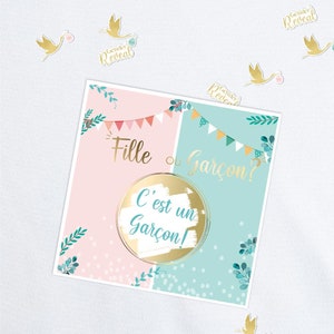 Carte à gratter annonce "c'est un garçon !" Carte à gratter naissance - Cadeau future Grande sœur, Mamie, Tata - Cadeau Futur papi, tonton