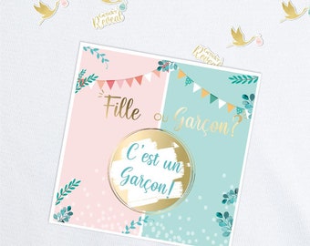 Carte à gratter annonce "c'est un garçon !" Carte à gratter naissance - Cadeau future Grande sœur, Mamie, Tata - Cadeau Futur papi, tonton