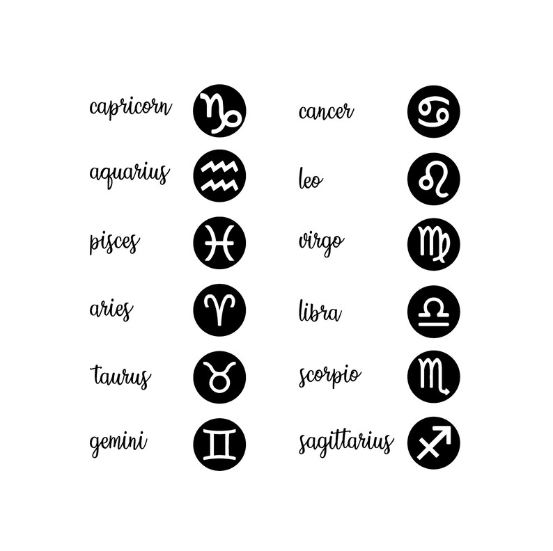 Astrology Astrological Signs Text and Symbols Cricut SVG Cut File Etsy