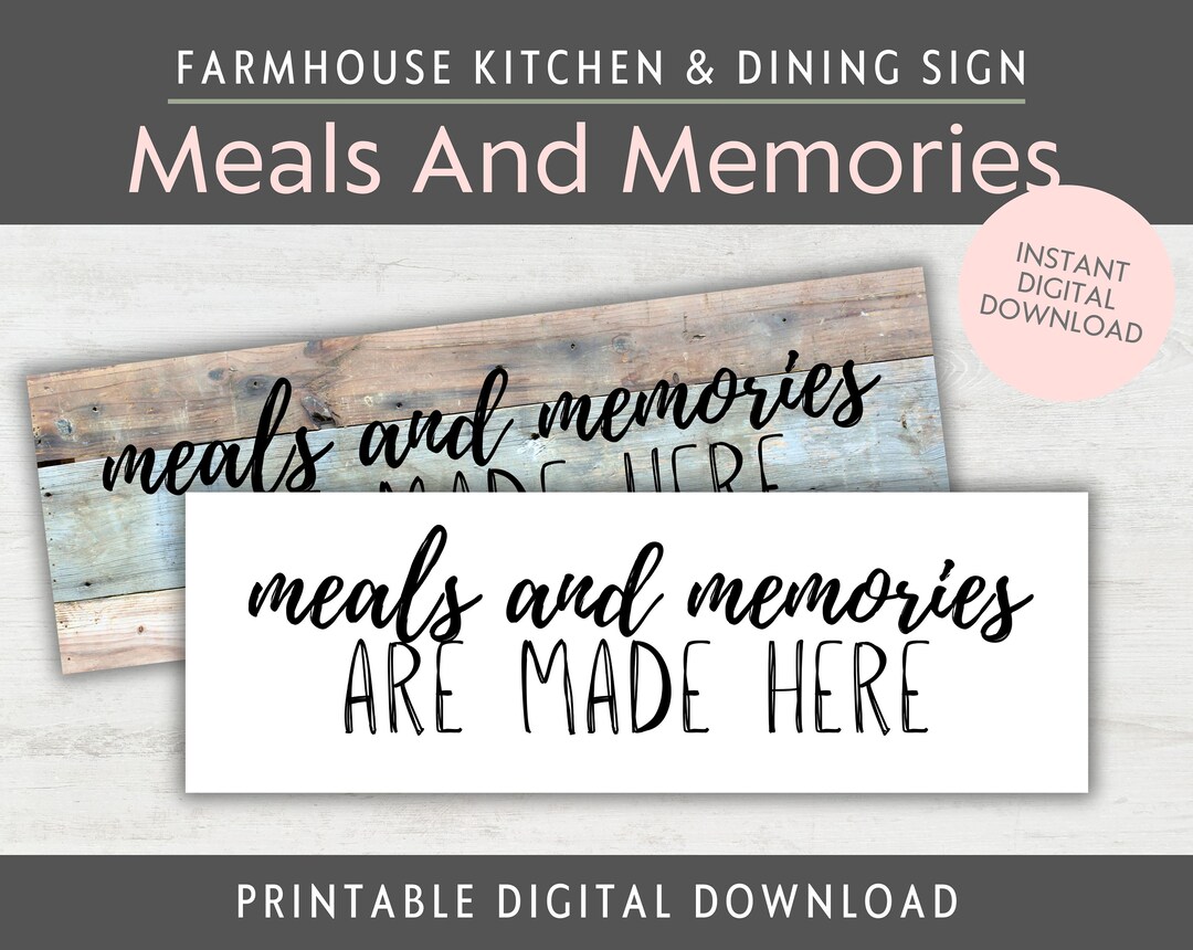 Farmhouse Style Kitchen Printable Sign Funny Meals and - Etsy
