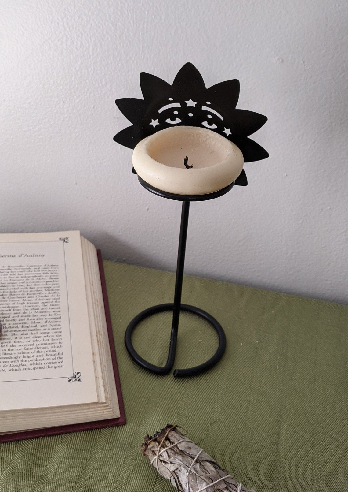 Vintage Metal Sun Celestial Candle Holder Etsy