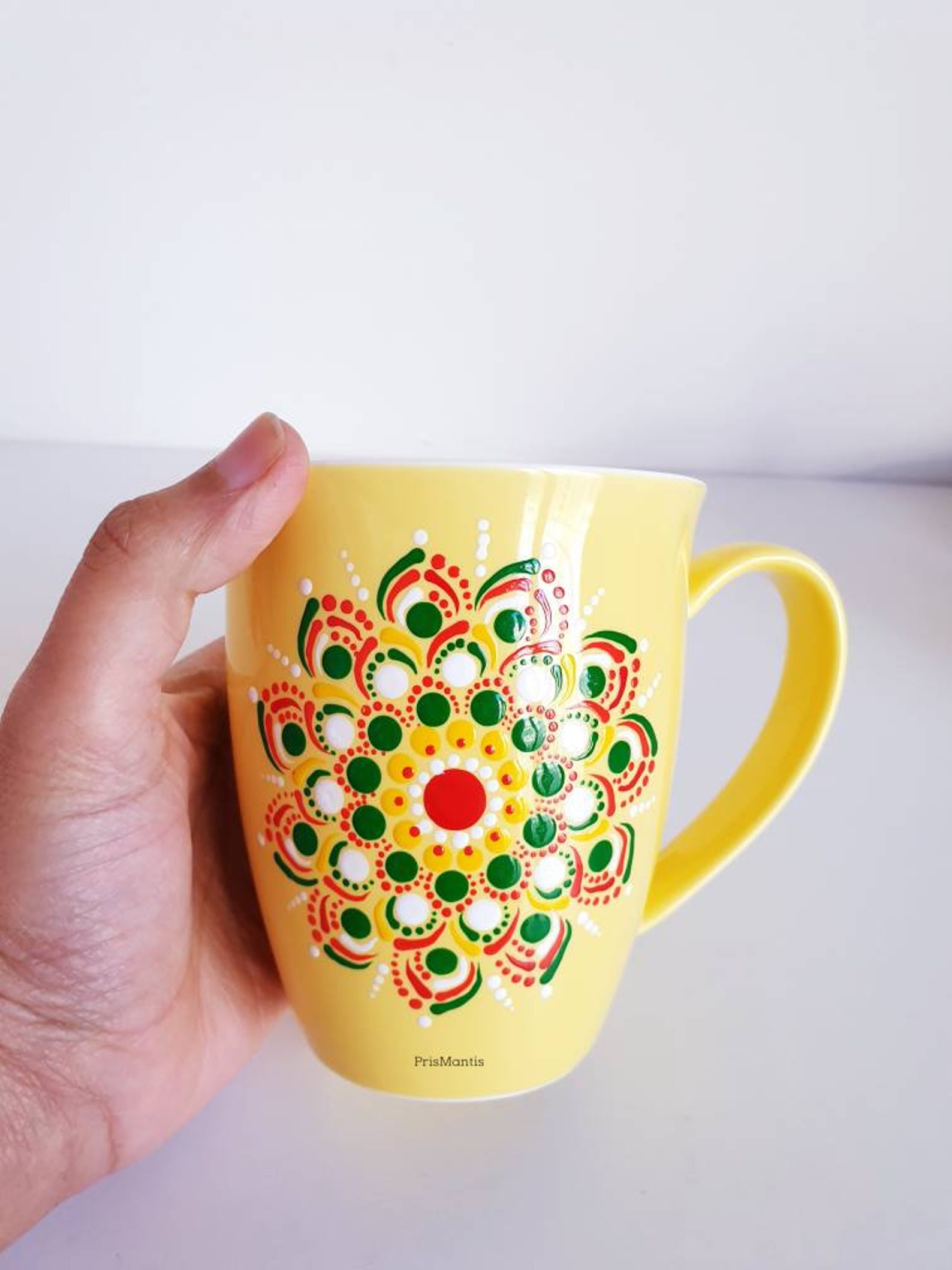 Dot painted Tea/coffee mug Hand painted Mug Dot painted Mug Etsy