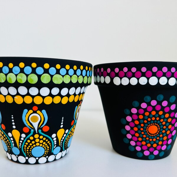 Mandala plant pots, Dot mandala flower pot,Small planter,  Hand painted planter, Bohemian planters, indoor planters, Succulent plant pot