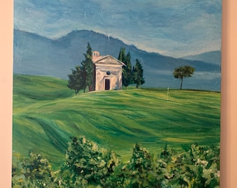 Tuscan Chapel Acrylic Landscape Painting
