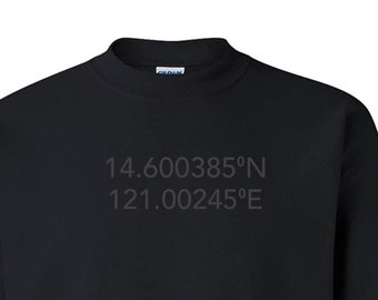Sweat-shirt ras du cou brodé personnalisé avec coordonnées GPS ciel, idée cadeau d&#39;anniversaire de mariage pour la Saint-Valentin