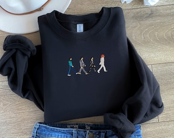 Embroidered Abbey Road Scene Beatles Fan, Unisex, Birthday, Father's Day, Gift for dad, Papa Grandpa Gift, Crewneck Sweatshirt, Adult Size