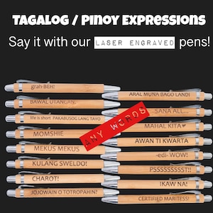 Stylos en bambou tagalog philippins Pinoy, Gravure laser personnalisée, Stylo pour adulte, Gros mots, Nouveauté, Humour adulte, Offensant, Sarcasme, Stylos drôles