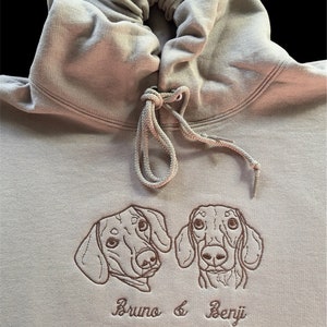 Personalized Embroidered Pet or Group of Pets, Outline Portrait From Photo, HOODIE