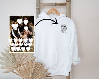 Custom Embroidered Portrait Hoodie, Personalized Couple Portrait Outli