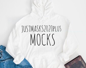 Maquette à capuche blanche : Jerzees NuBlend 996MR Flat Lay (téléchargement numérique)