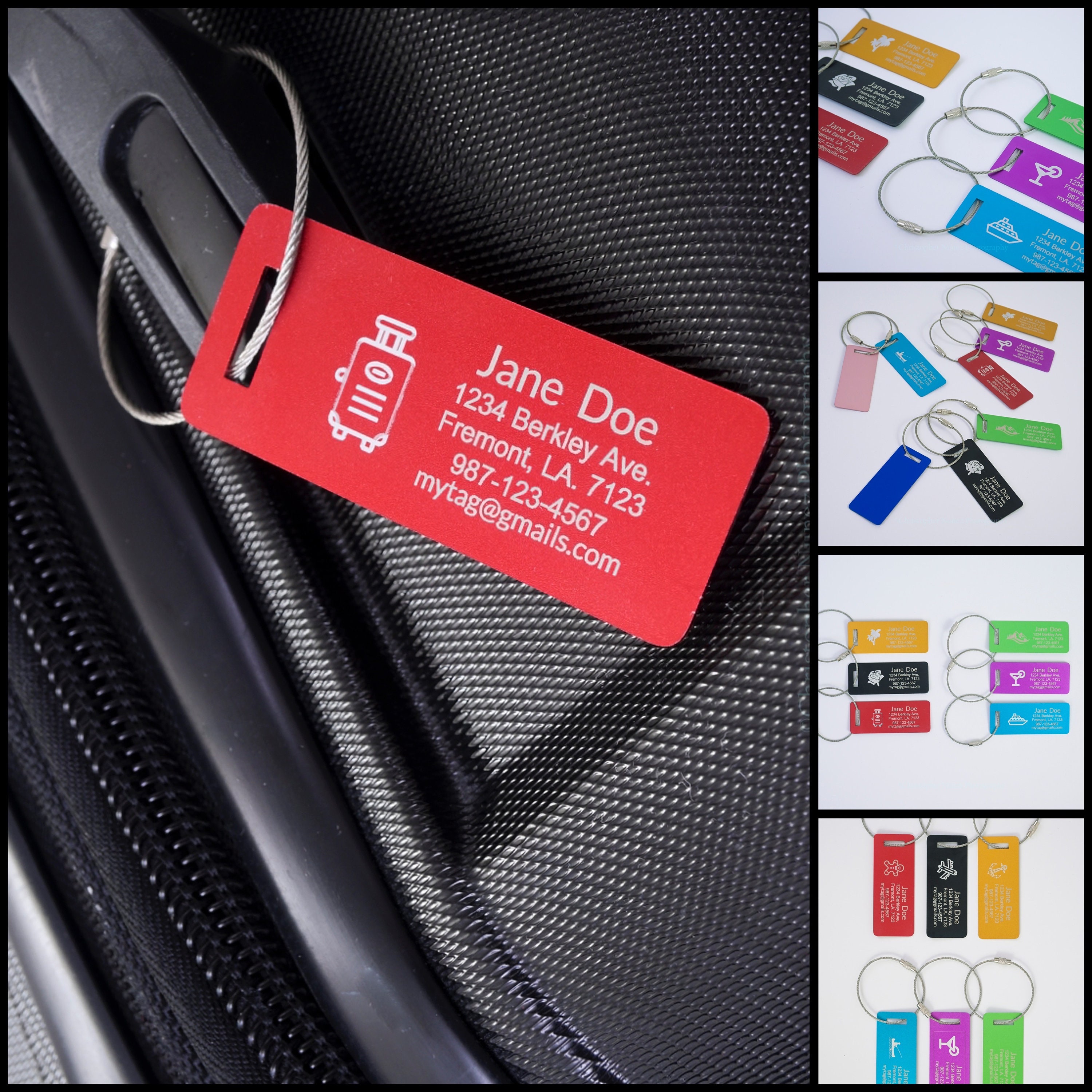  Bright Colorful Luggage Tags, Soft Assorted Suitcase Luggage  Bag Tags by Aphlos (7 Colors)