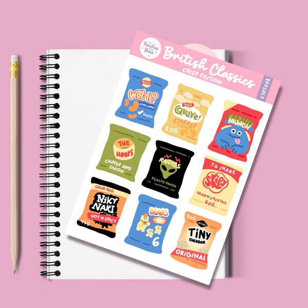 British Classic Crisps stickers | Crisp sticker sheet | Food stickers | Snack stickers | Food planning | Journal stickers | Planner stickers