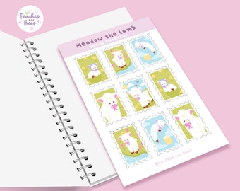 Lamb stamps sticker sheet/Cute Planner stickers/ cute Cottagecore soft core kidcore Kawaii style journal and planner stickers, aesthetic