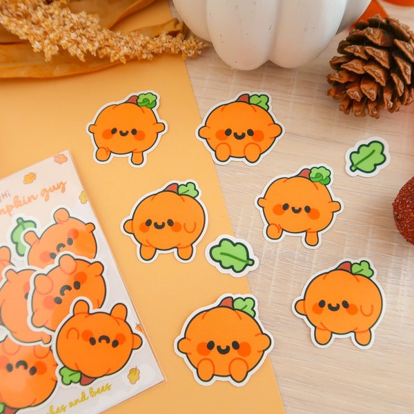 Cute Pumpkin Sticker Pack/ Autumn Fall Stickers / Kawaii Journal Planning / Halloween Character Pack / Planner Bundle Die Cuts / Gourd Boy