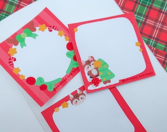 Cute christmas memo sheets - loose memo paper - christmas journal and penpal - christmas letter - reindeer themed paper set