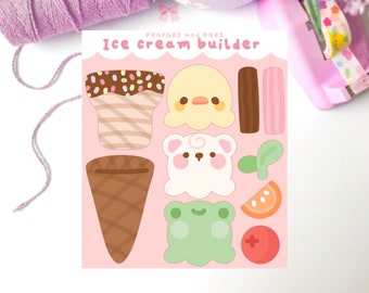 Cute and Kawaii Decorative Stickers for Scrapbooking I Scream for Ice Cream Journaling Set of 9 Planner - VINYL STICKERS or MAGNETS